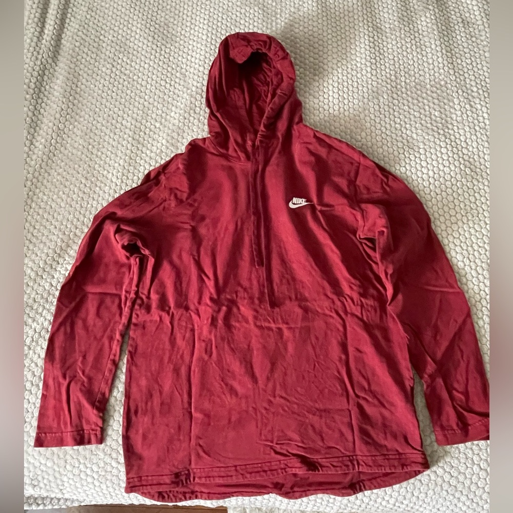 Crimson red hooded long sleeve